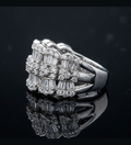 Luxurious Multi-Row CZ Statement Ring in 925 Sterling Silver