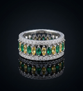 Multi-Color Yello and Green Marquise Stone Band 925 Sterling Silver Ring