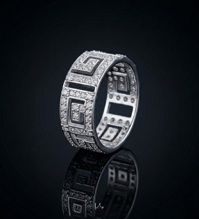 Geometric Greek Key 925 Sterling Silver Ring