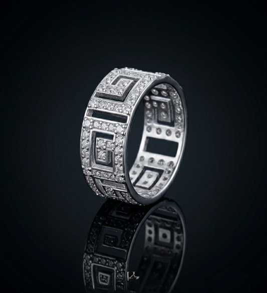 Geometric Greek Key 925 Sterling Silver Ring
