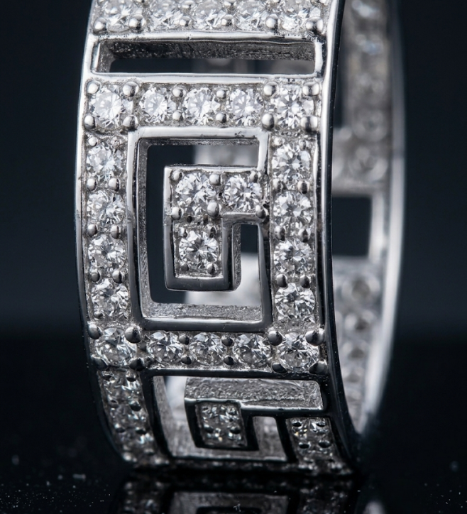 Geometric Greek Key 925 Sterling Silver Ring