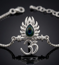 925 Sterling Silver Om Krishna Flute Rakhi Bracelet for Brother