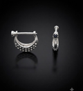 925 Sterling Silver Black Gemstone Screw-Pin Bali Earrings