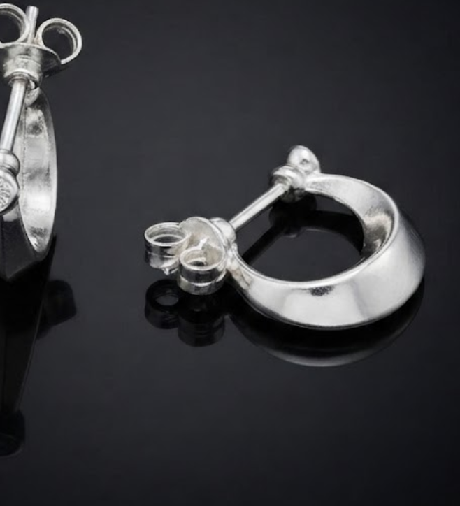 925 Sterling Silver Solitaire Minimalist Huggie Hoop Earrings