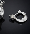 925 Sterling Silver Solitaire Minimalist Huggie Hoop Earrings