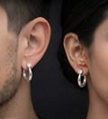 925 Sterling Silver Solitaire Minimalist Huggie Hoop Earrings