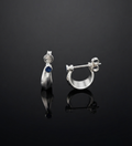 925 Sterling Silver Blue Gemstone Bezel C-Hoop Stud Earrings