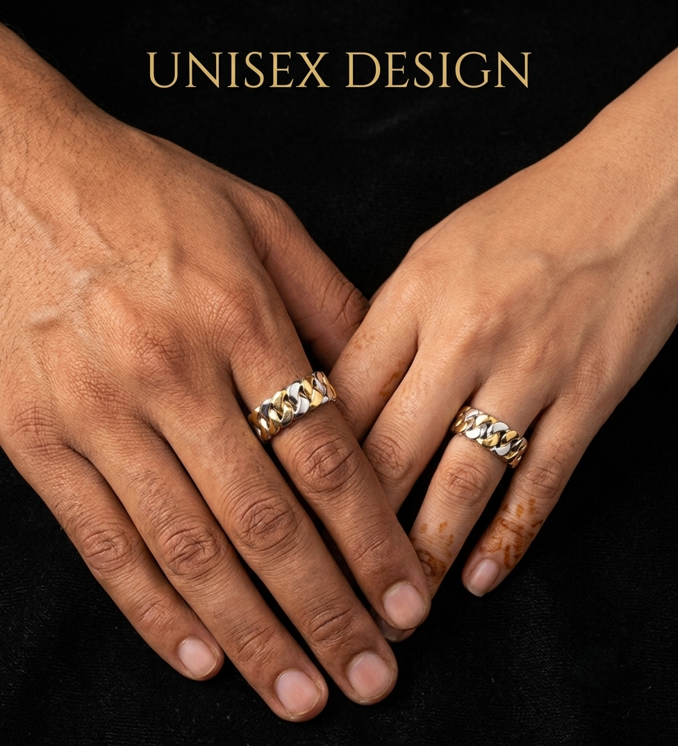 Two-Tone Curb Link 925 Sterling Silver Ring
